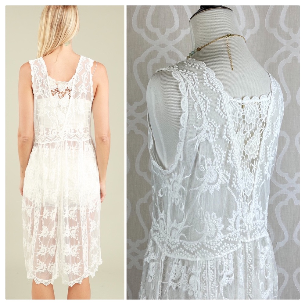 POL Naomi Ivory Lace Cover up Kimono Dress - Picture 2 of 16